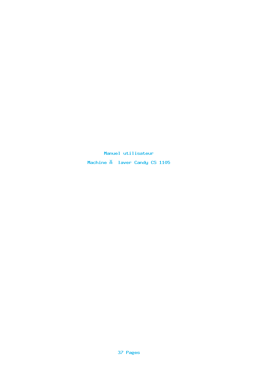 Page 1 de la notice Manuel utilisateur Candy CS 1105