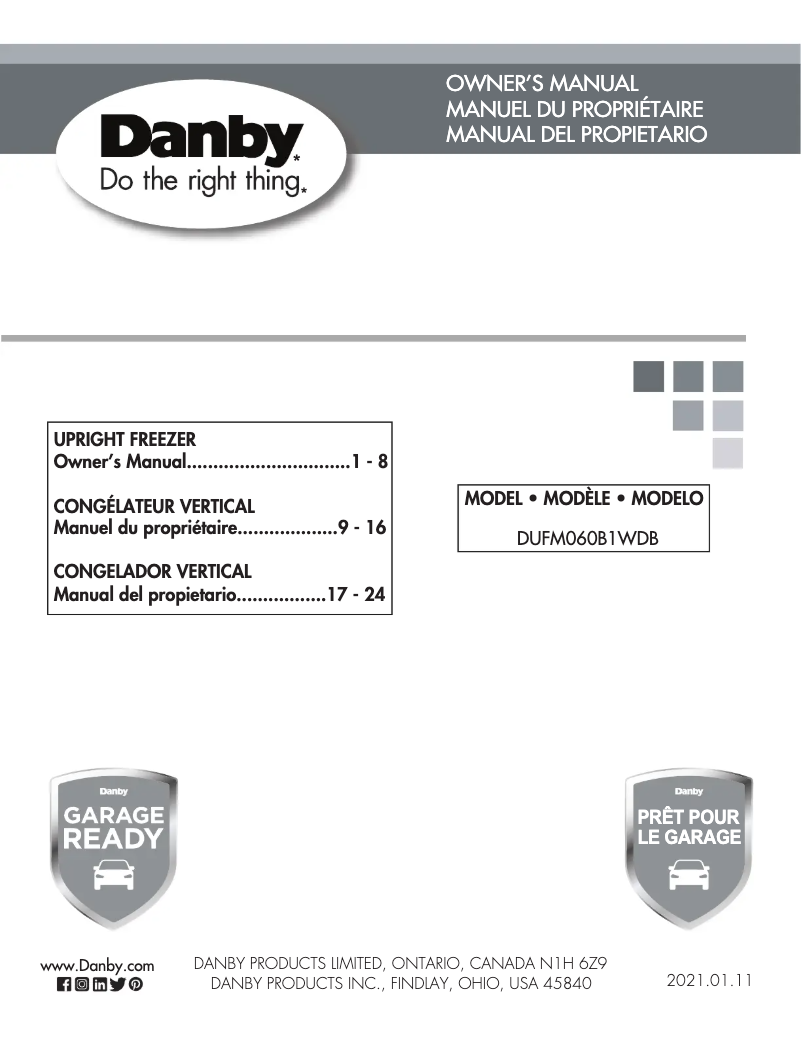 Page 1 de la notice Manuel utilisateur Danby DUFM060B1WDB