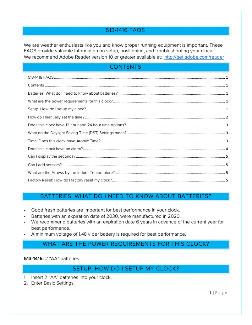 Page 1 de la notice FAQ La Crosse Technology 513-02927