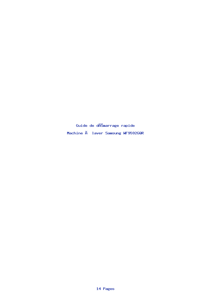 Image de la première page du manuel de l'appareil WF9592GQR