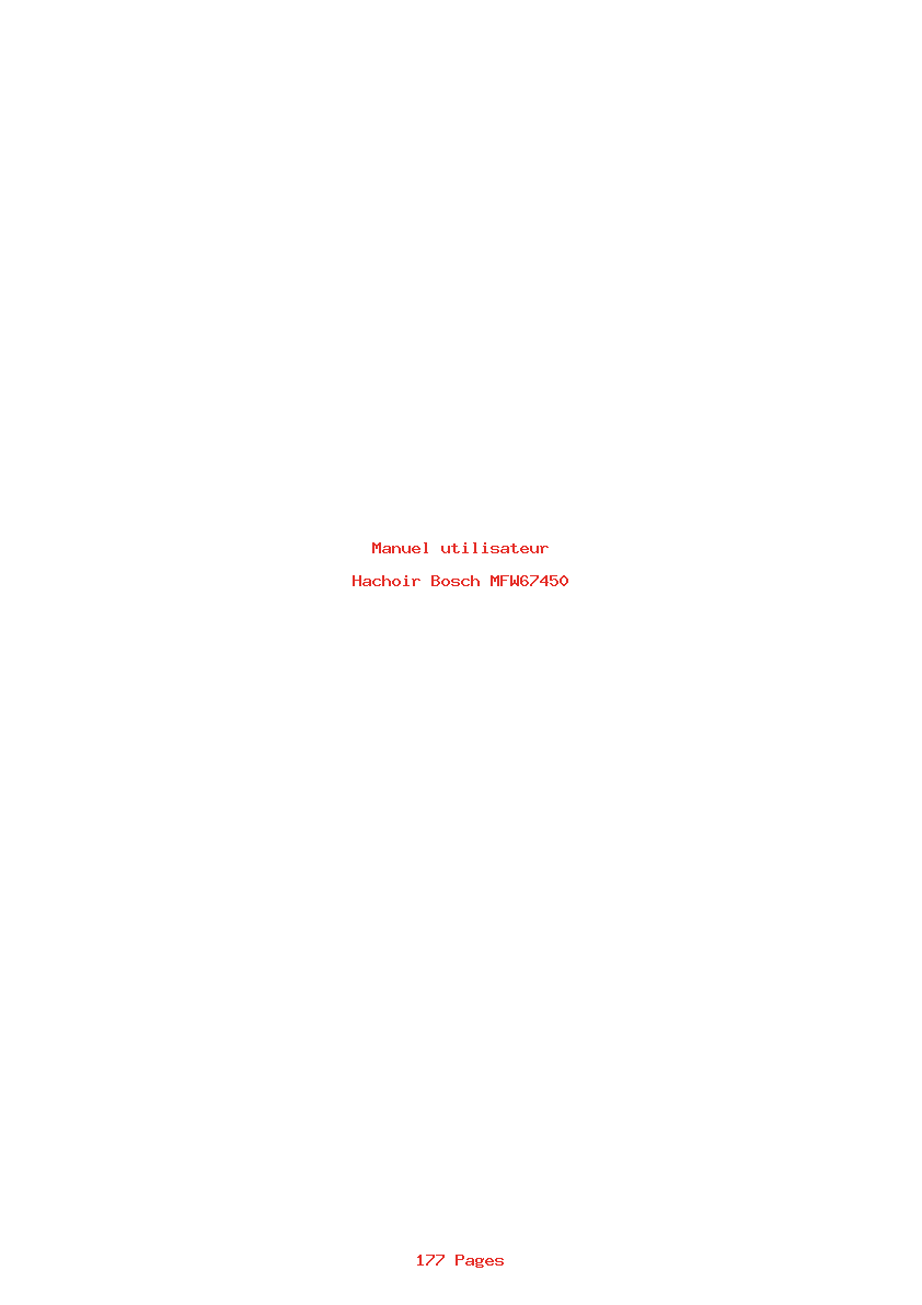 Page 1 de la notice Manuel utilisateur Bosch MFW67450