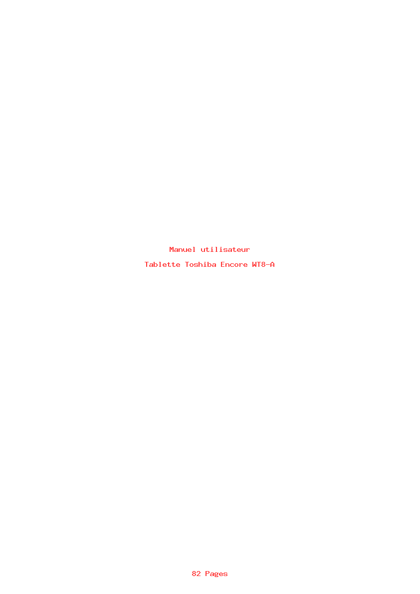Page 1 de la notice Manuel utilisateur Toshiba Encore WT8-A