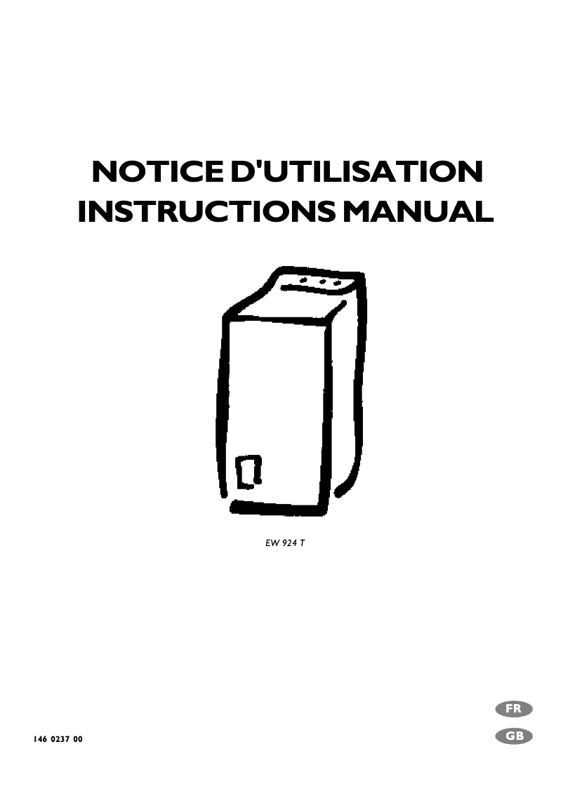 Page 1 de la notice Manuel utilisateur Electrolux EW924K