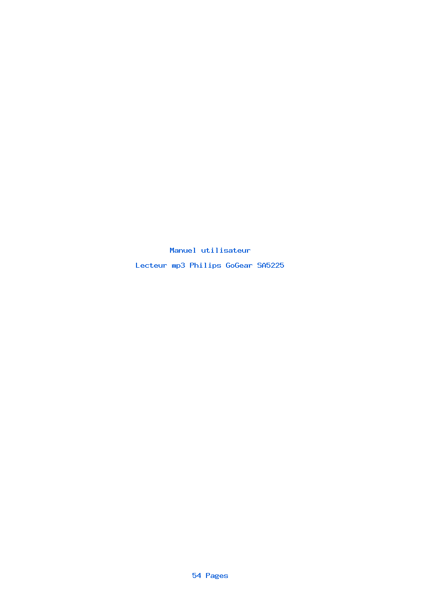 Page 1 de la notice Manuel utilisateur Philips GoGear SA5225