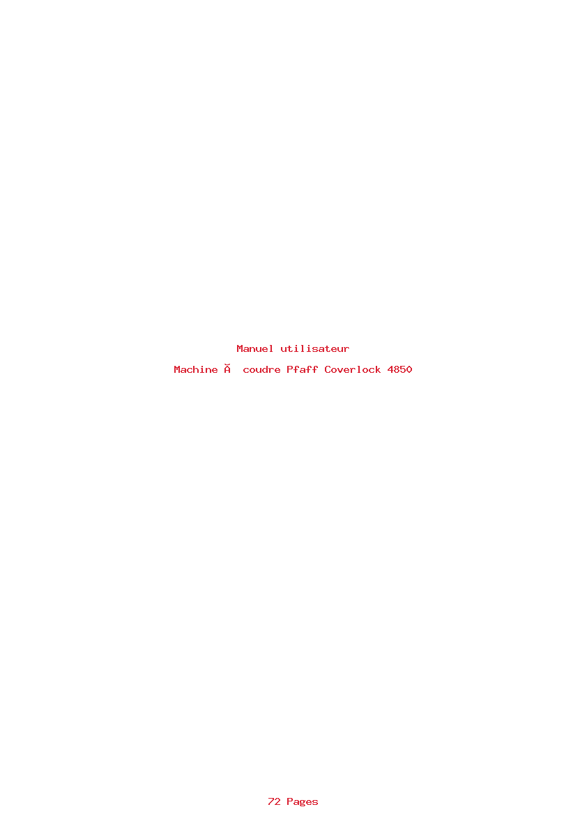 Page 1 de la notice Manuel utilisateur Pfaff Coverlock 4850