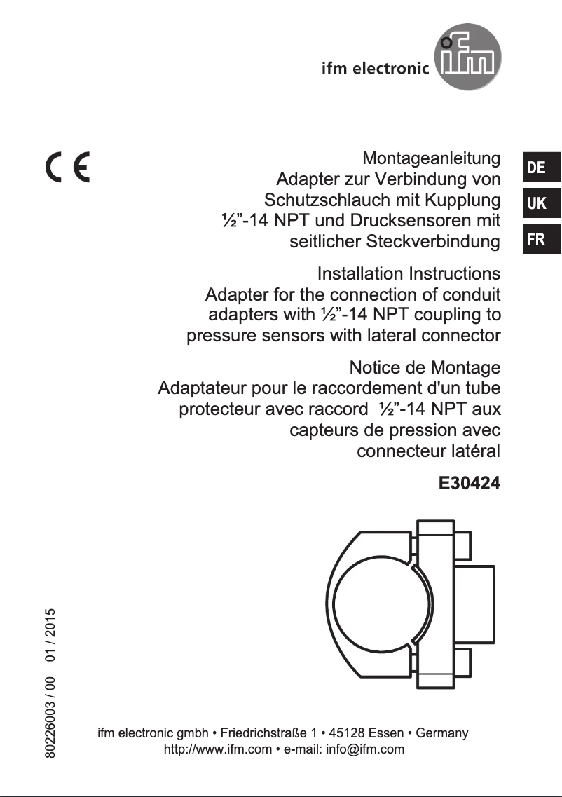 Page 1 de la notice Manuel utilisateur IFM E30424