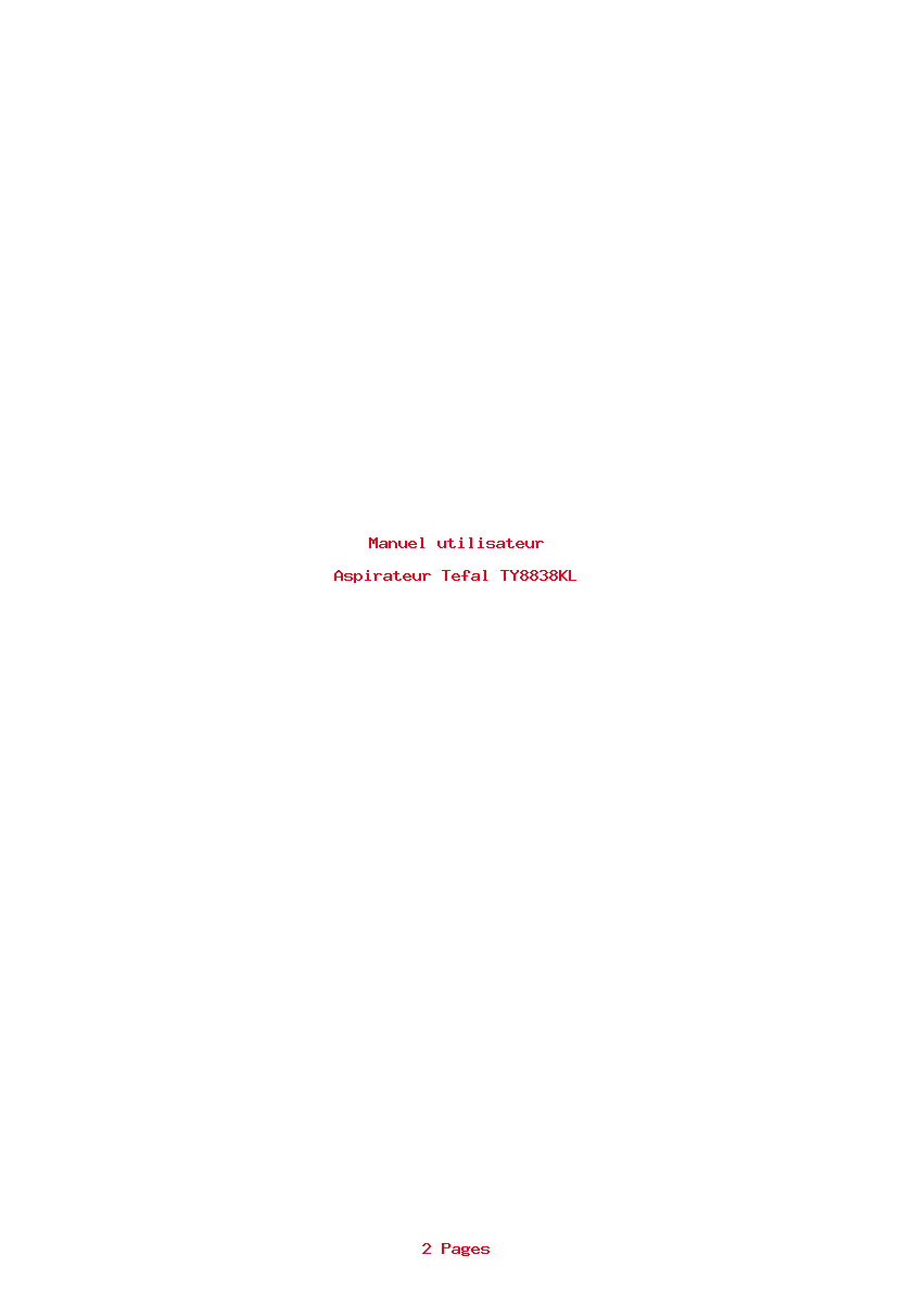 Page 1 de la notice Manuel utilisateur Tefal TY8838KL