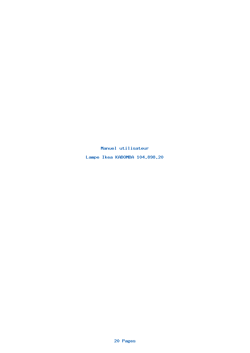 Page 1 de la notice Manuel utilisateur Ikea KABOMBA 104.898.20