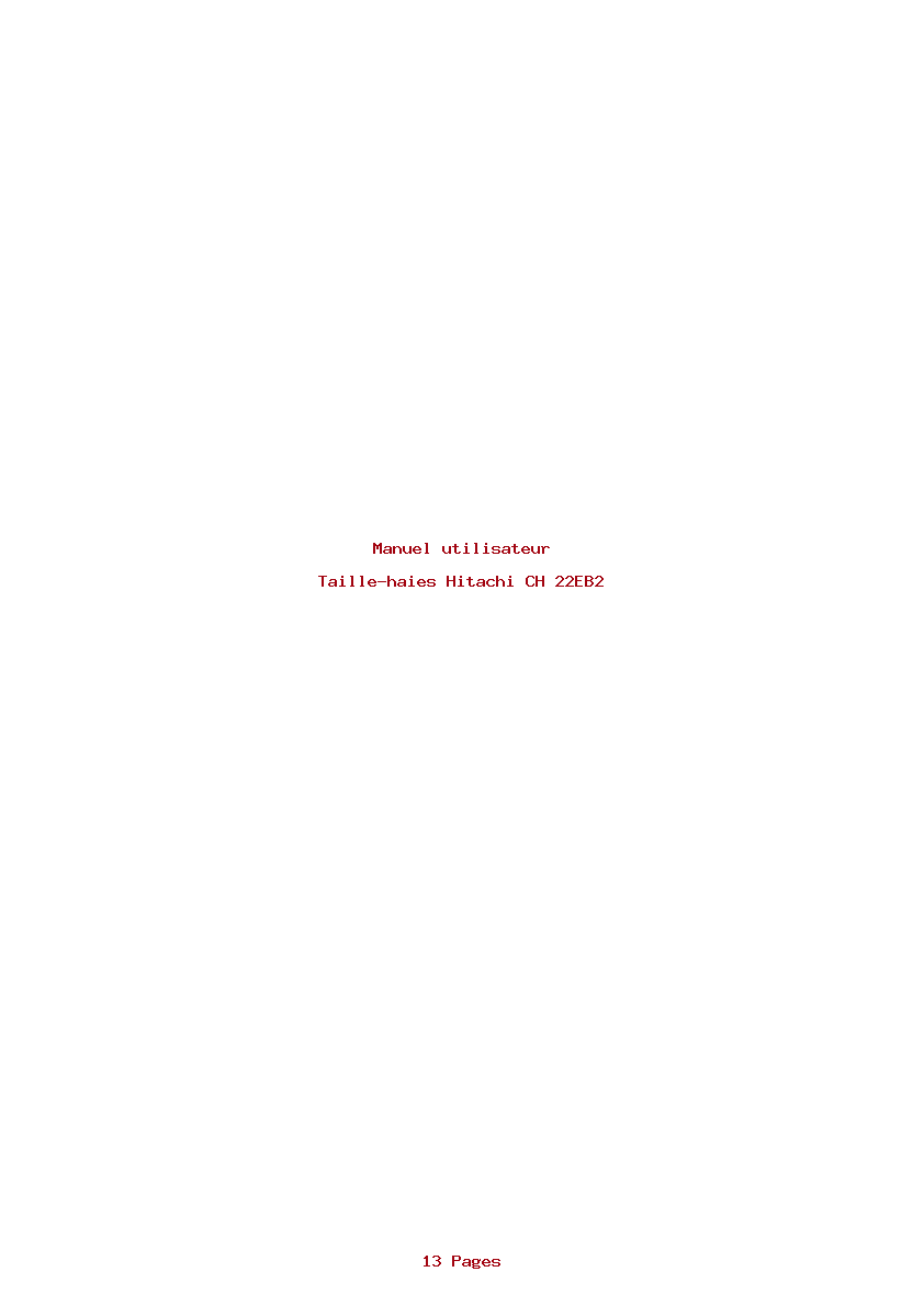 Page 1 de la notice Manuel utilisateur Hitachi CH 22EB2