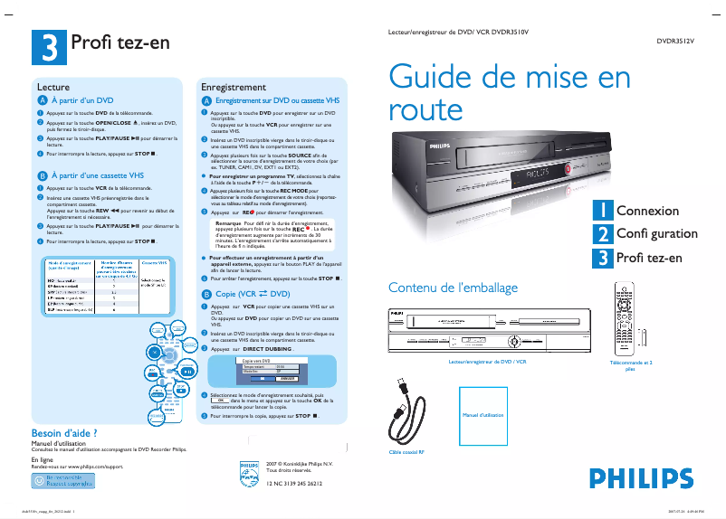 Página 1 del manual Guía de inicio rápido Philips DVDR3510V