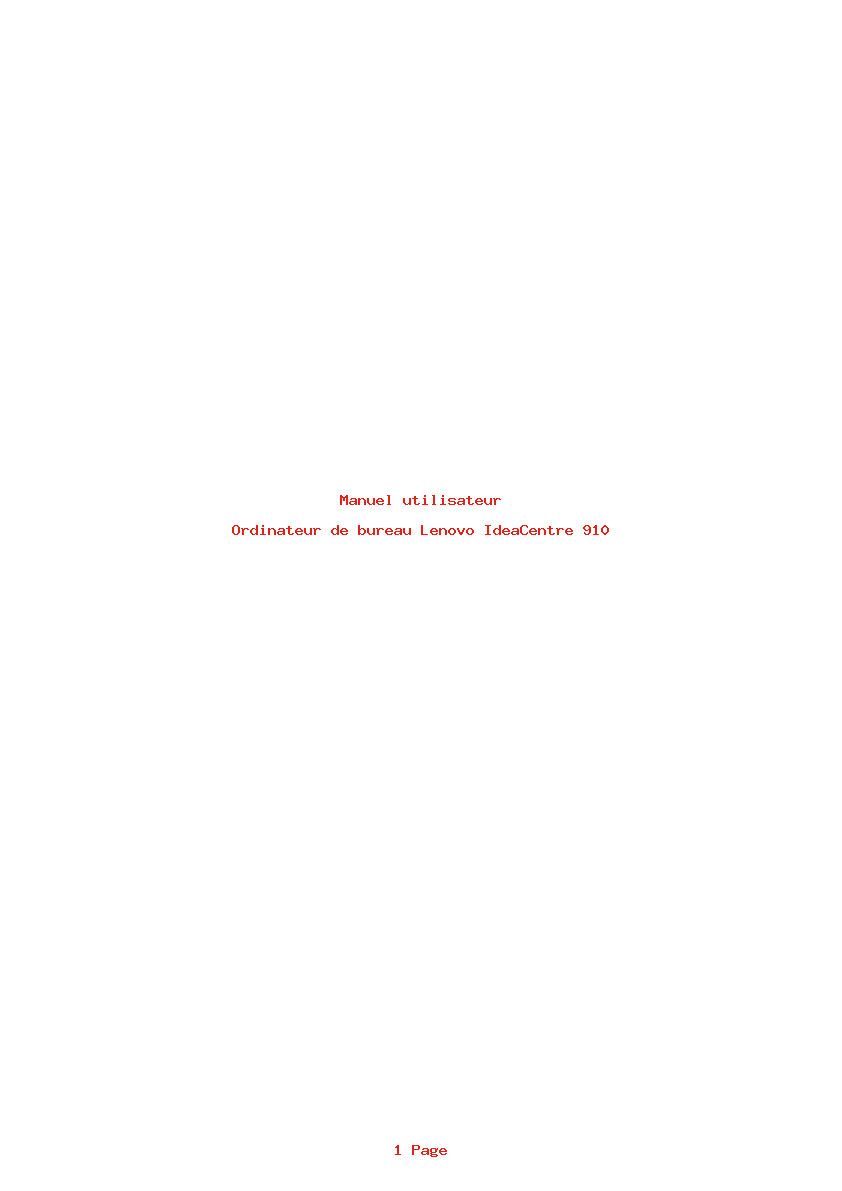 Page 1 de la notice Manuel utilisateur Lenovo IdeaCentre 910