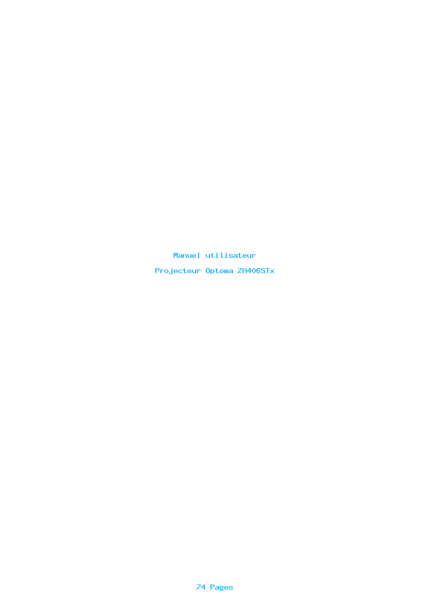 Page 1 de la notice Manuel utilisateur Optoma ZH406STx