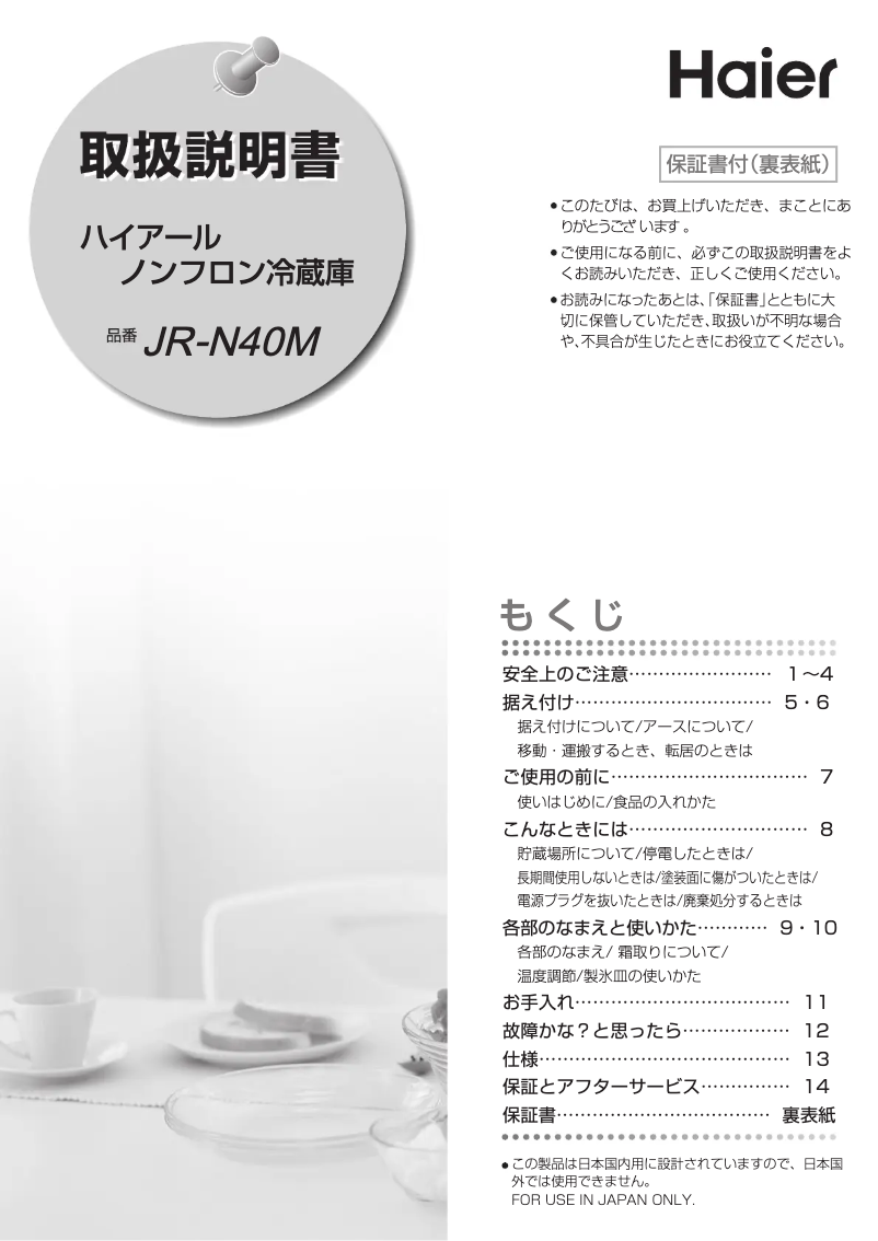 Página 1 del manual Manual de usuario Haier JR-N40M