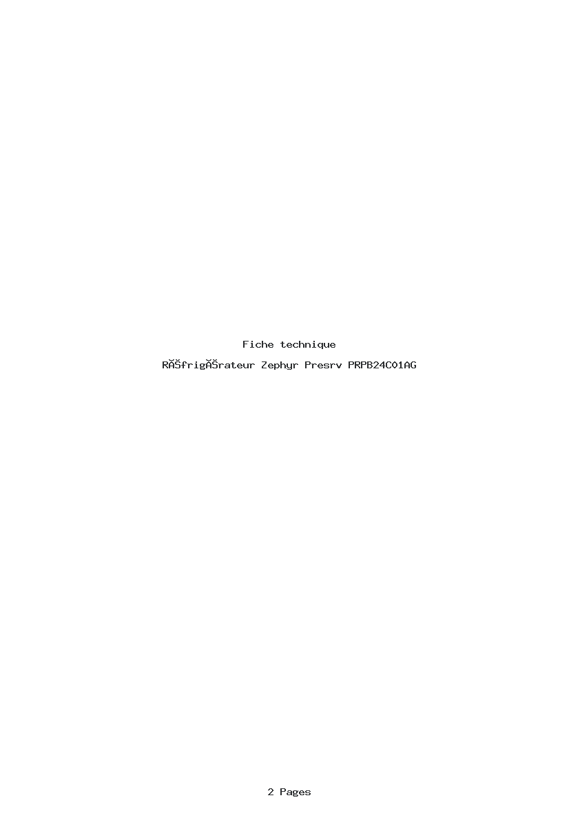 Page 1 de la notice Fiche technique Zephyr Presrv PRPB24C01AG