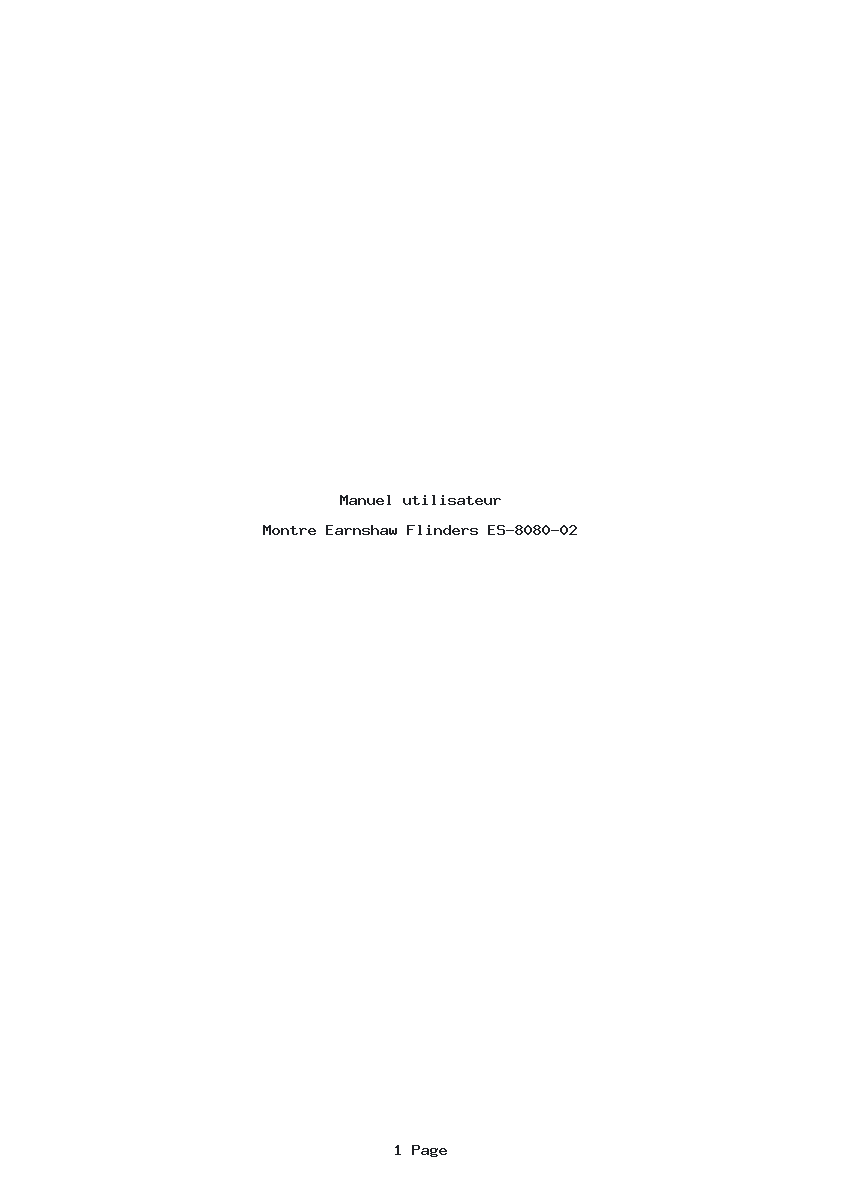 Page 1 de la notice Manuel utilisateur Earnshaw Flinders ES-8080-02