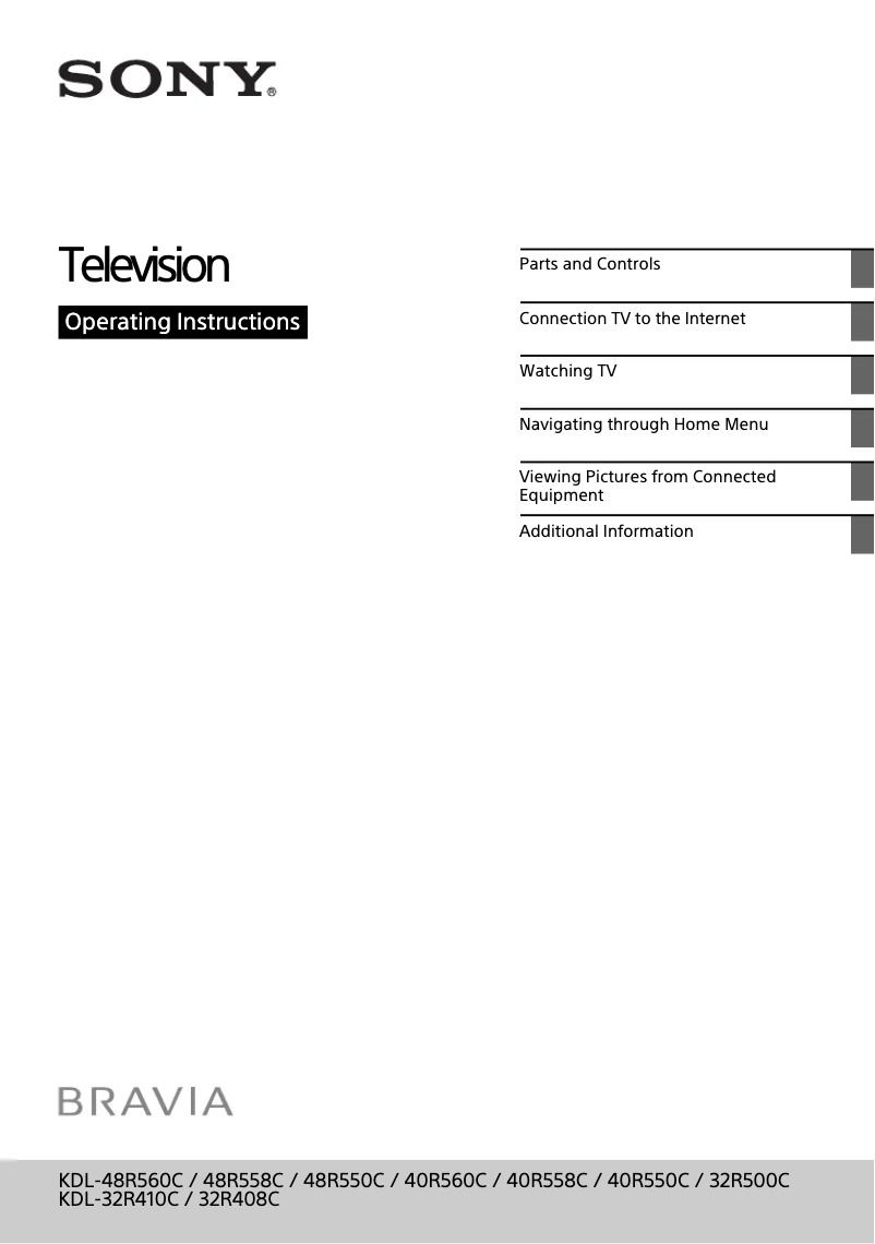 Page 1 de la notice Manuel utilisateur Sony Bravia KDL-48R560C