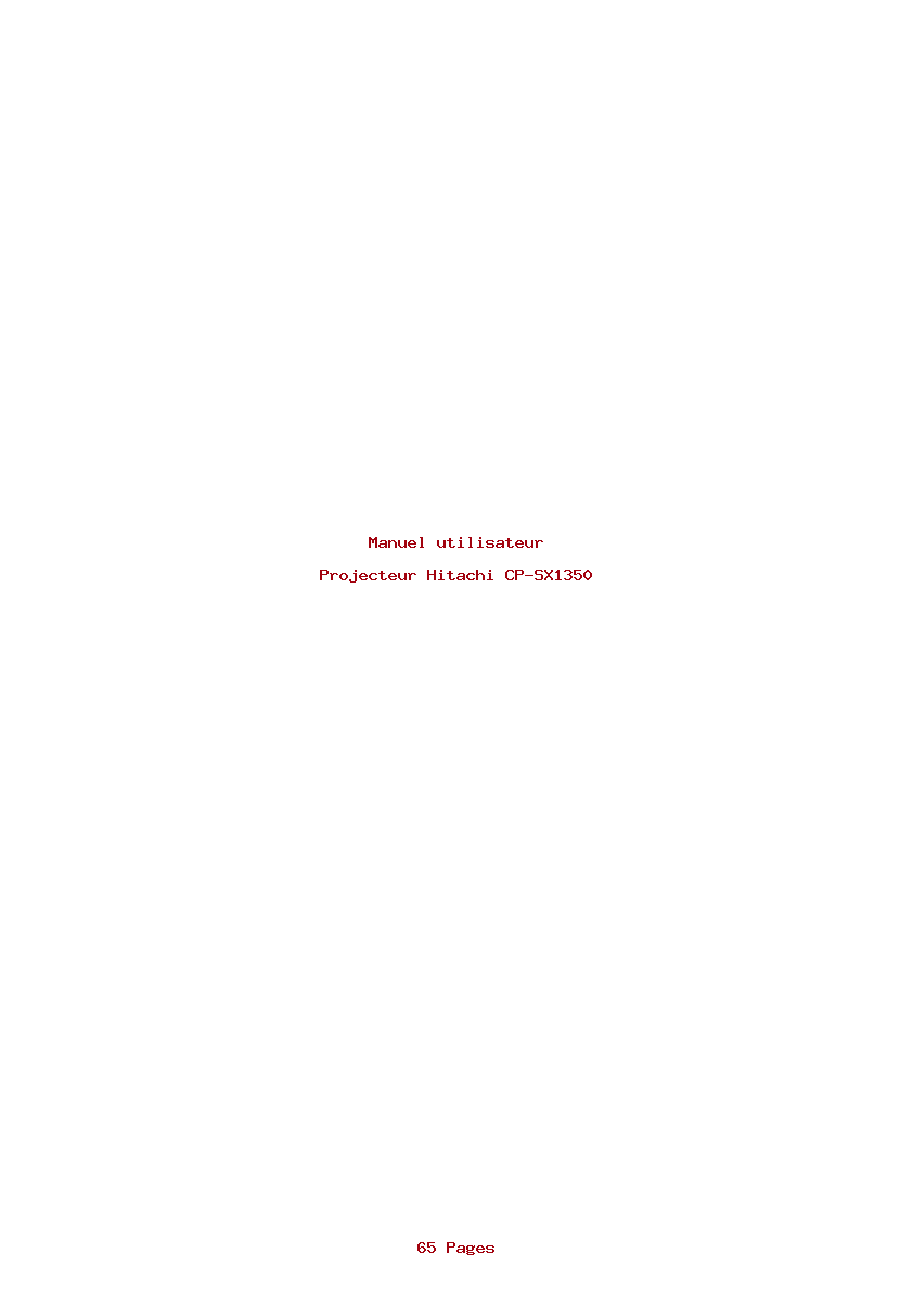 Page 1 de la notice Manuel utilisateur Hitachi CP-SX1350