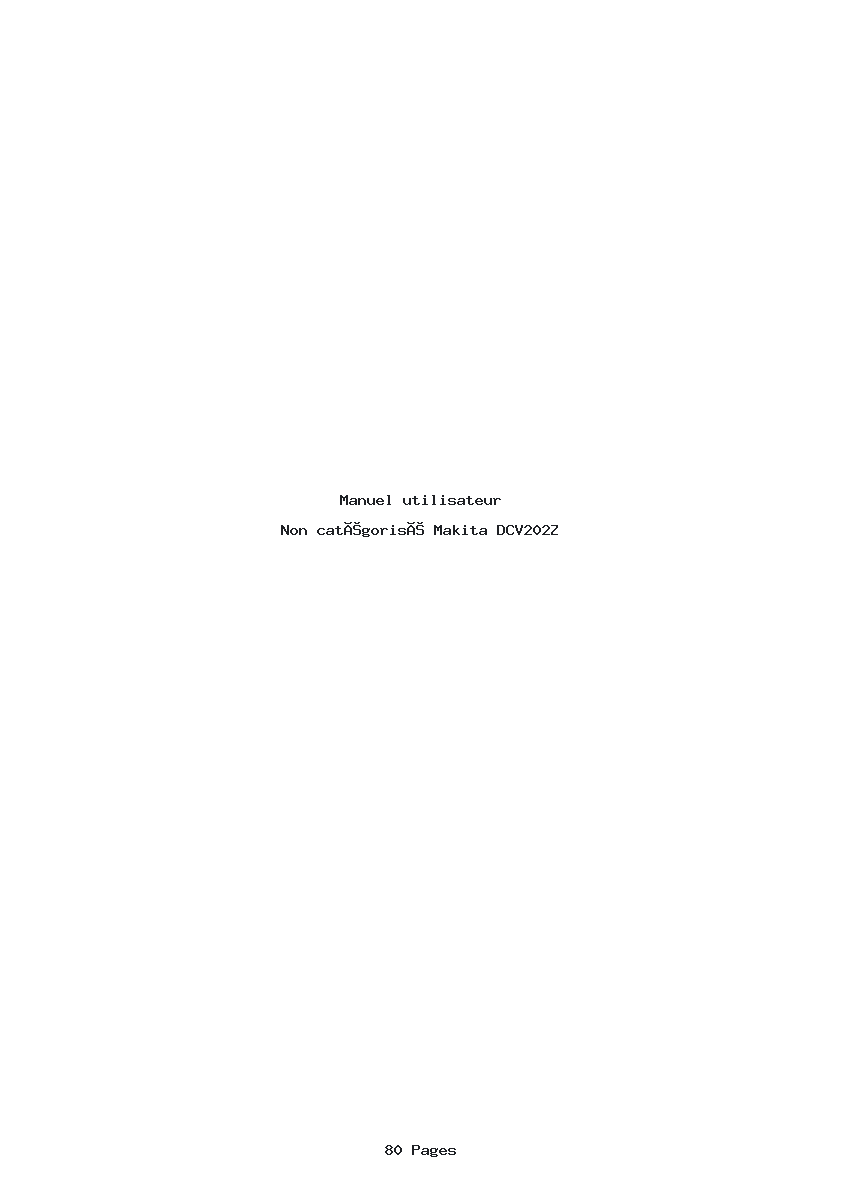 Image de la première page du manuel de l'appareil DCV202Z