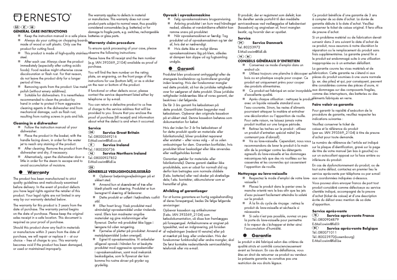 Page 1 de la notice Manuel utilisateur Ernesto HG04947A