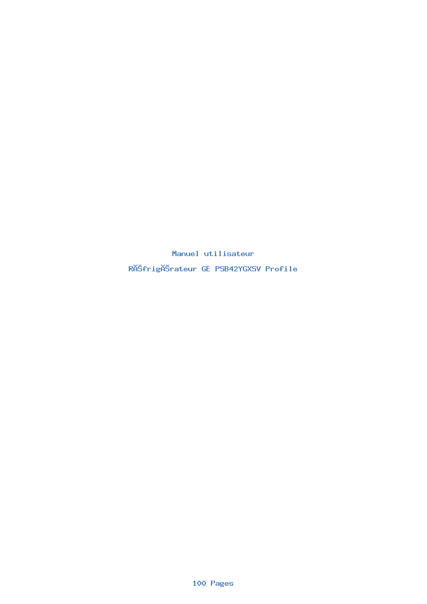 Page 1 de la notice Manuel utilisateur GE PSB42YGXSV Profile