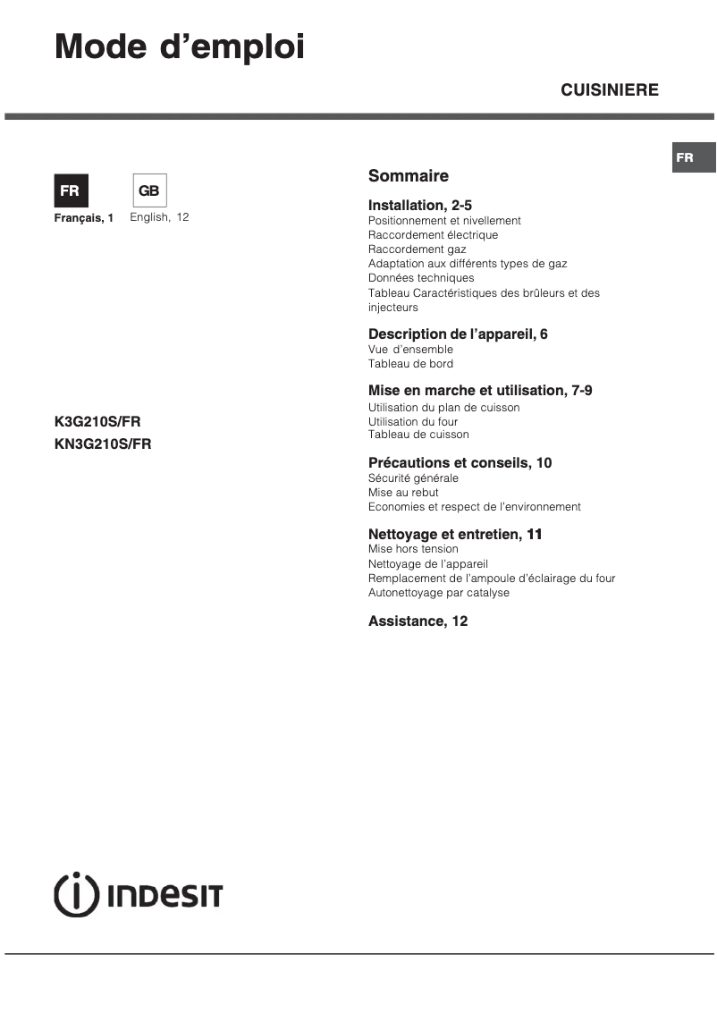 Página 1 del manual Manual de usuario Indesit K3G210S(X)/FR