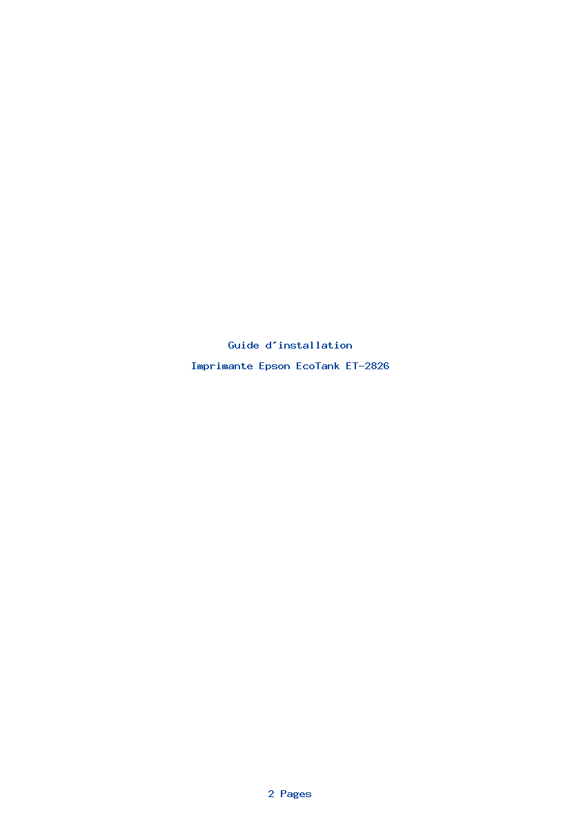 Page 1 de la notice Guide d'installation Epson EcoTank ET-2826