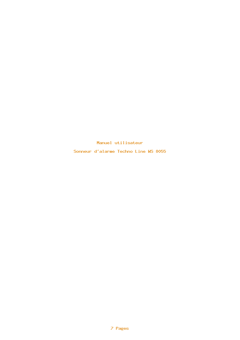 Page 1 de la notice Manuel utilisateur Techno Line WS 8055