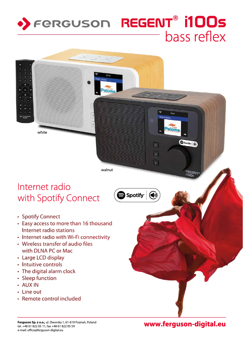 Page 1 of the manual Technical Sheet Ferguson Regent i100s