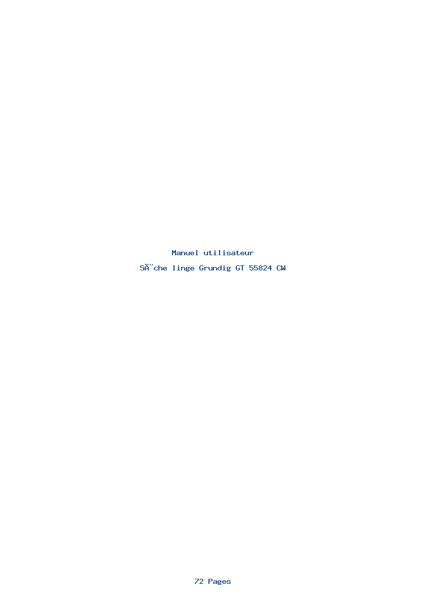 Page 1 de la notice Manuel utilisateur Grundig GT 55824 CW