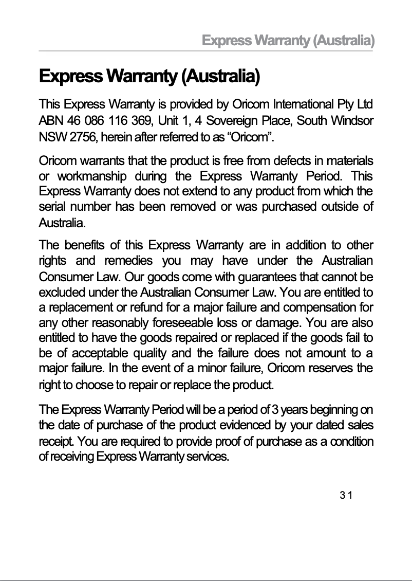 Page 1 de la notice Manuel utilisateur Oricom ANB10