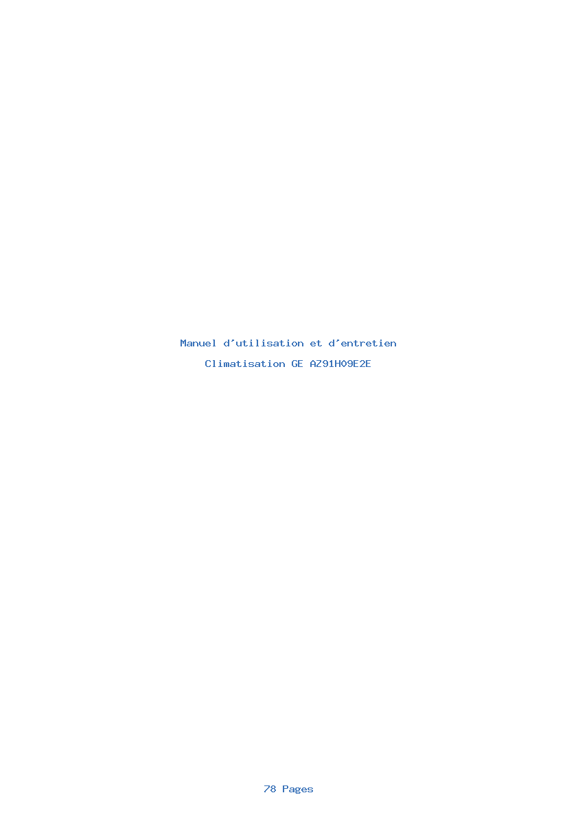 Page 1 de la notice Manuel d'utilisation et d'entretien GE AZ91H09E2E