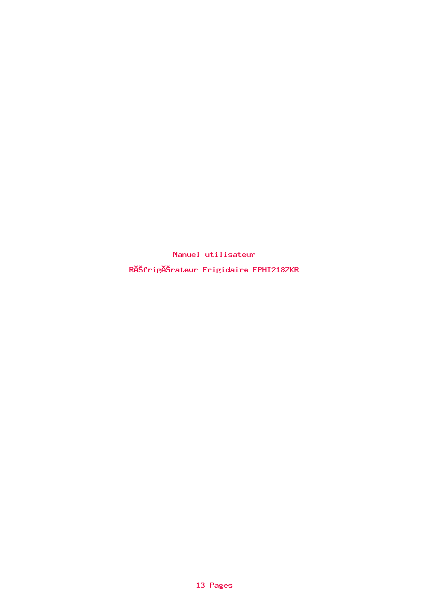 Page 1 de la notice Manuel utilisateur Frigidaire FPHI2187KR