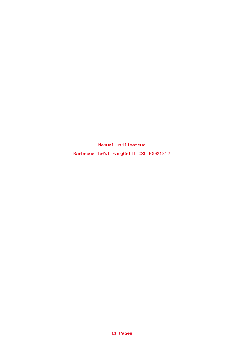 Page 1 de la notice Manuel utilisateur Tefal EasyGrill XXL BG921812