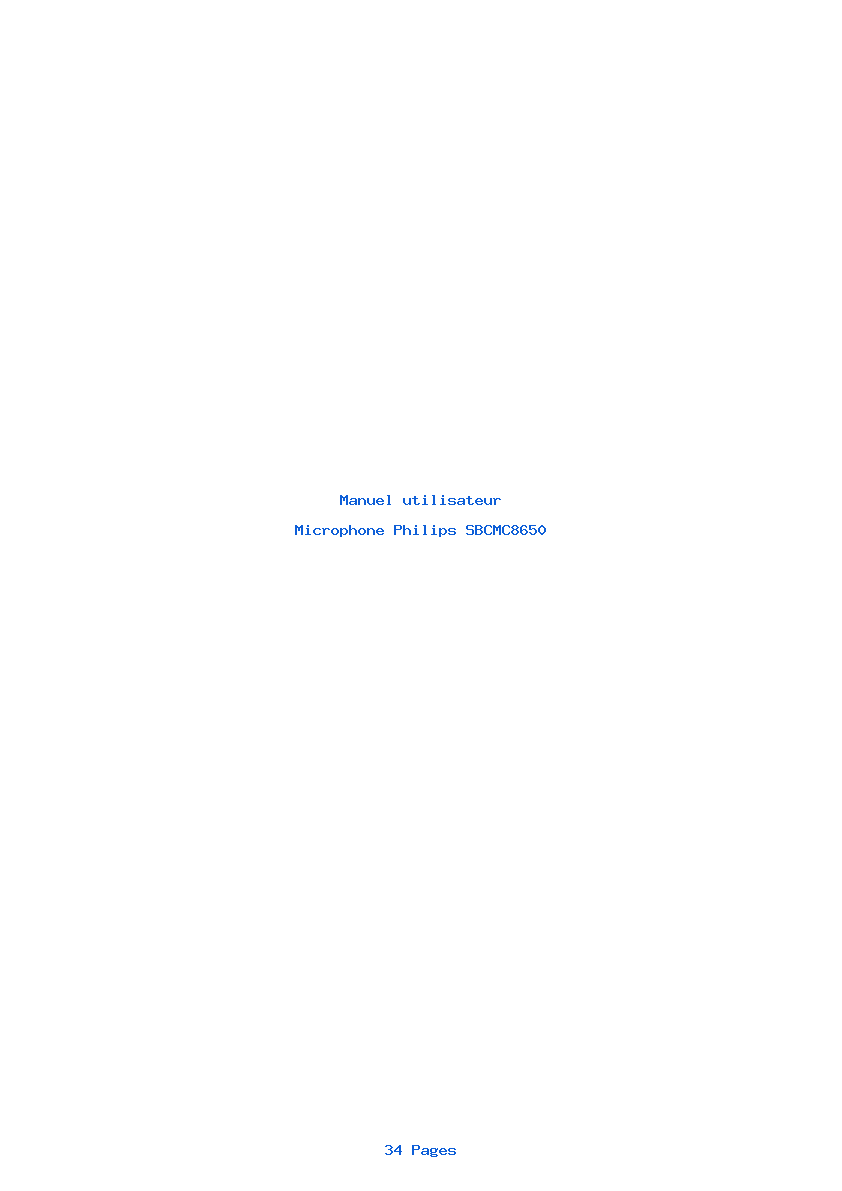 Page 1 de la notice Manuel utilisateur Philips SBCMC8650