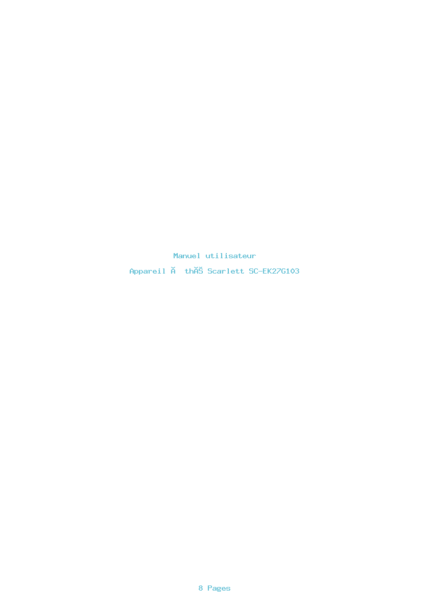 Page 1 de la notice Manuel utilisateur Scarlett SC-EK27G103