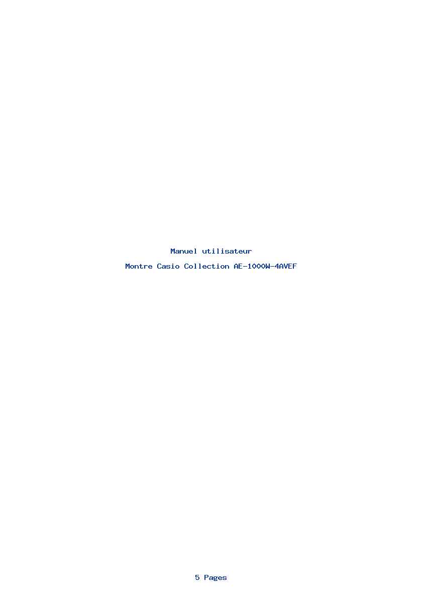 Page 1 de la notice Manuel utilisateur Casio Collection AE-1000W-4AVEF
