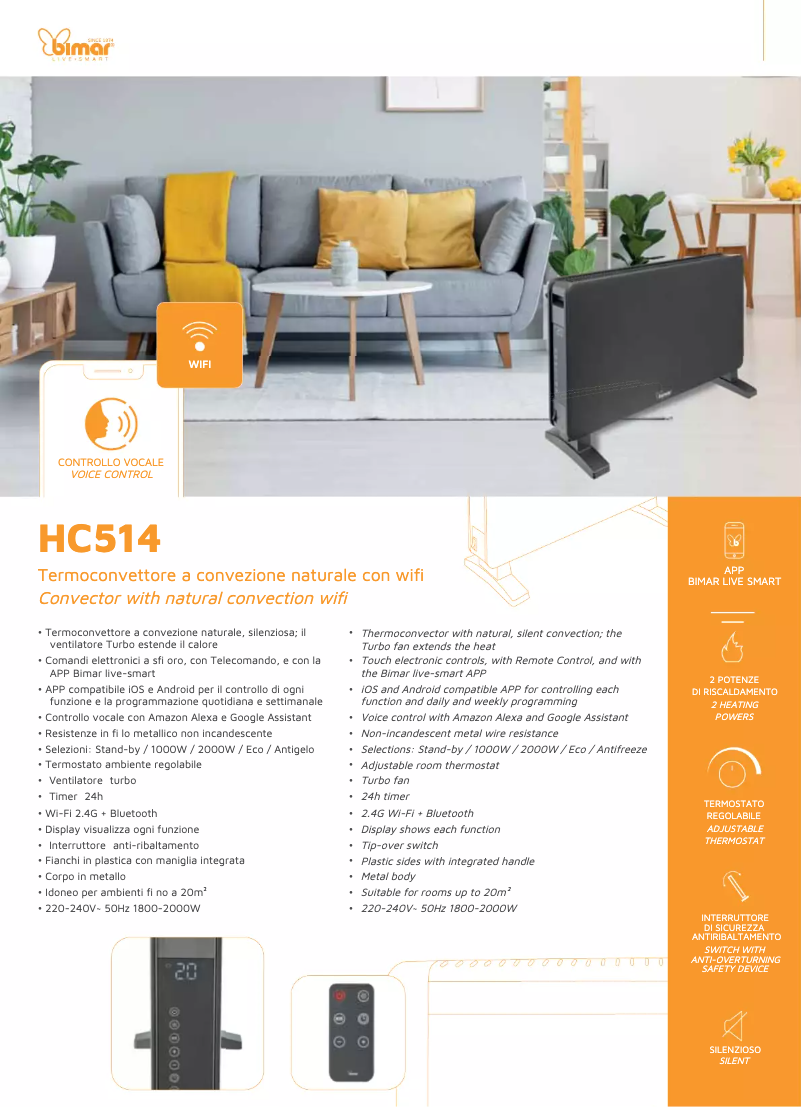 Page 1 de la notice Fiche technique Bimar HC514