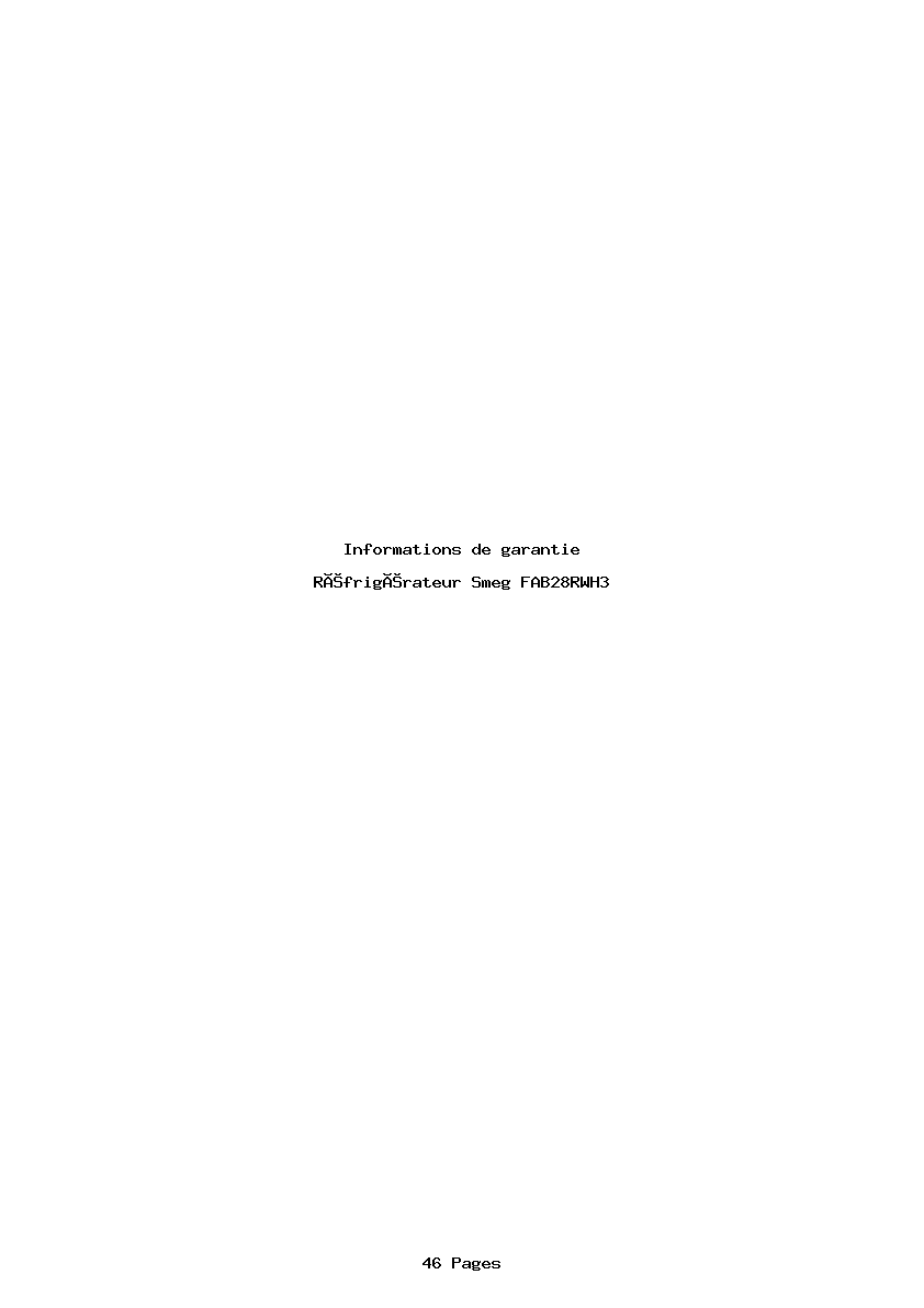 Page 1 de la notice Informations de garantie Smeg FAB28RWH3