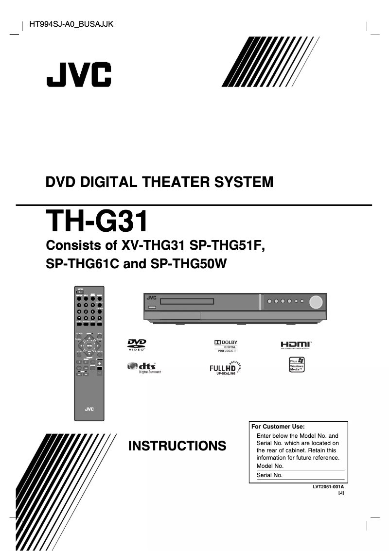 Page 1 de la notice Manuel utilisateur LG TH-G31J