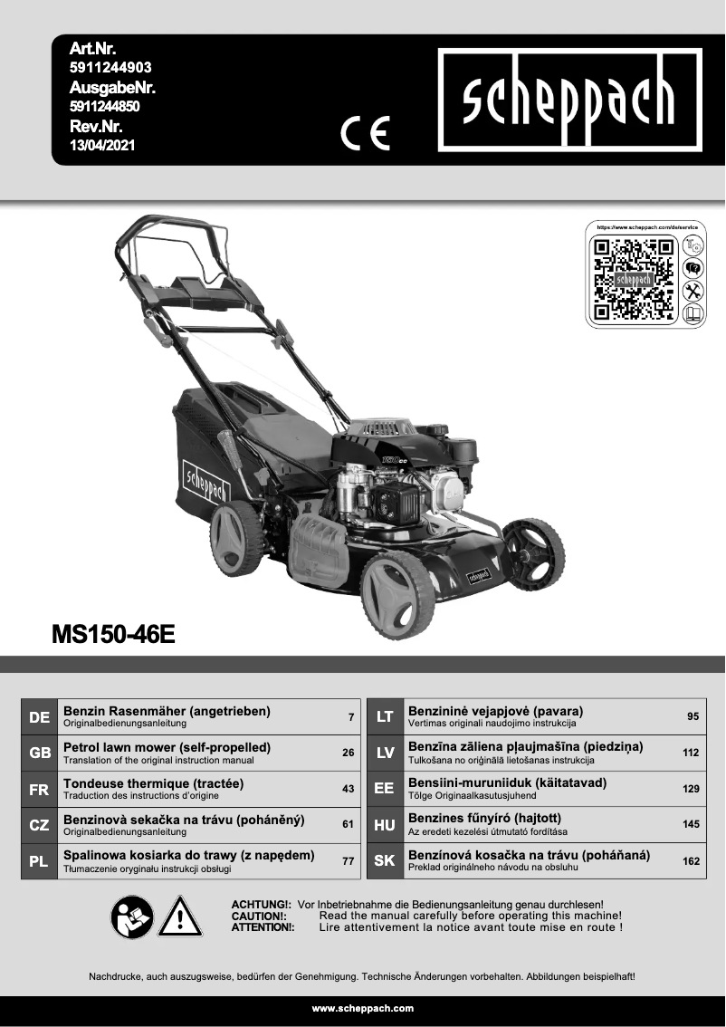 Page 1 of the manual User Manual Scheppach MS150-46E
