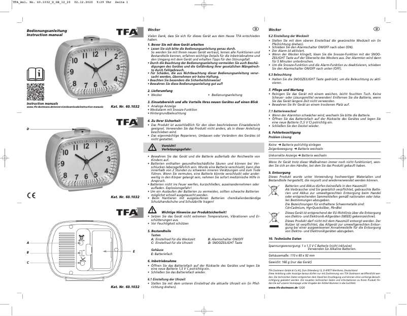 Page 1 de la notice Manuel utilisateur TFA 60.1032.04