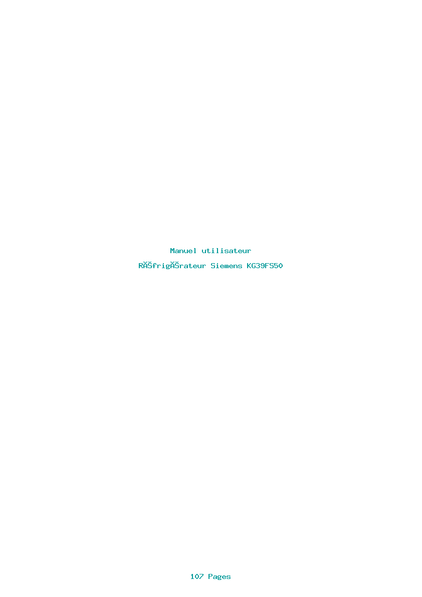Page 1 de la notice Manuel utilisateur Siemens KG39FS50