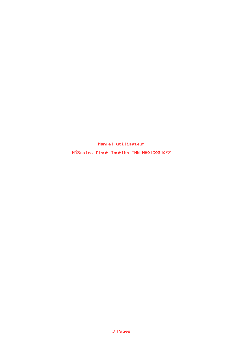 Page 1 de la notice Manuel utilisateur Toshiba THN-M501G0640E7