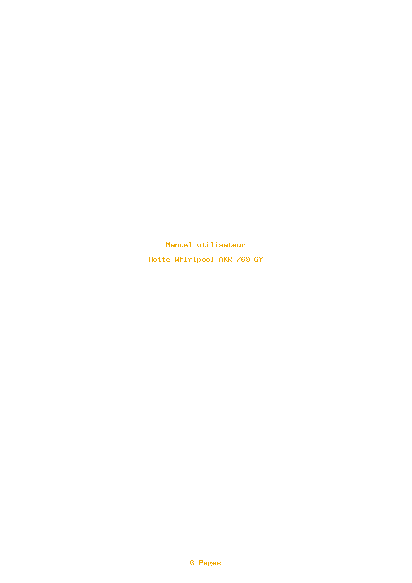 Page 1 de la notice Manuel utilisateur Whirlpool AKR 769 GY