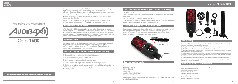 Page 1 de la notice Manuel utilisateur Audibax Oslo 1600