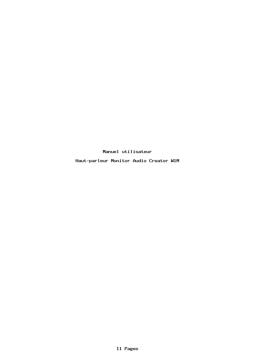 Page 1 de la notice Manuel utilisateur Monitor Audio Creator W1M