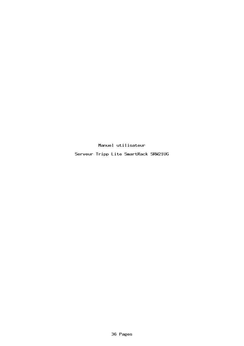 Page 1 de la notice Manuel utilisateur Tripp Lite SmartRack SRW21UG