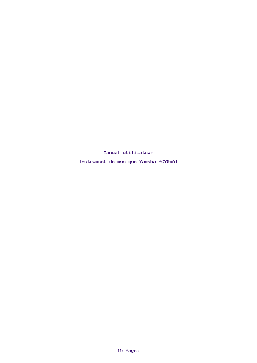 Page 1 de la notice Manuel utilisateur Yamaha PCY95AT