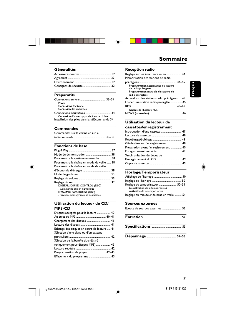 Página 1 del manual Manual de usuario Philips FW-M355