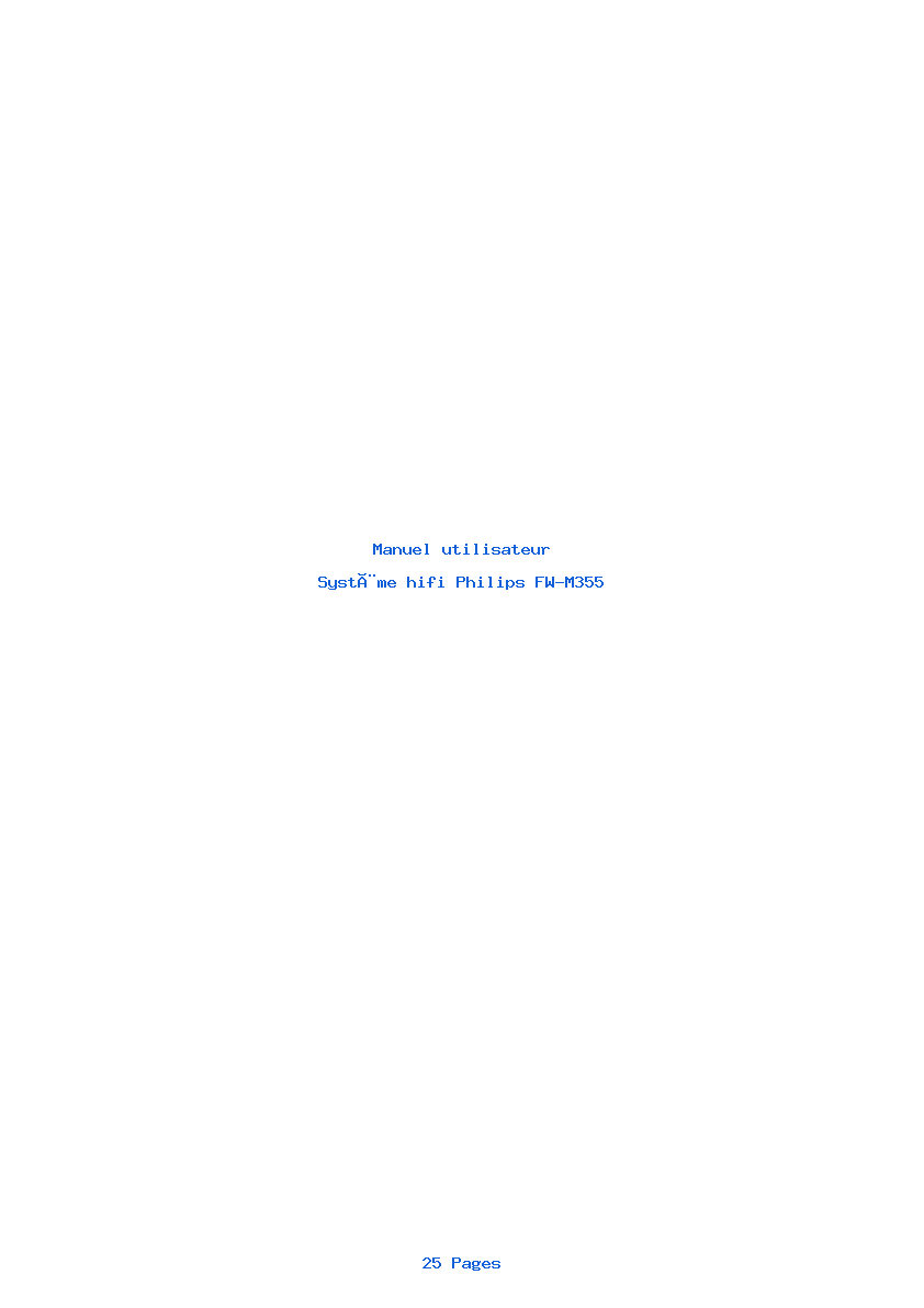 Page 1 de la notice Manuel utilisateur Philips FW-M355